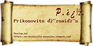 Prikosovits Ézsaiás névjegykártya